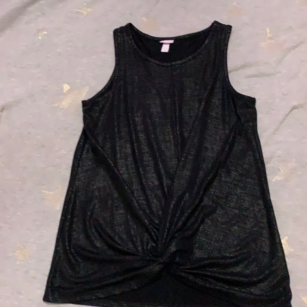 Black glitter tank top